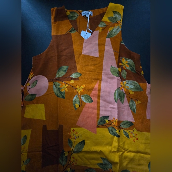 NWT - Le Ragazze Italy Linen Blend Burnt Orange Belted Sleeveless Midi Dress - L - Picture 9 of 12